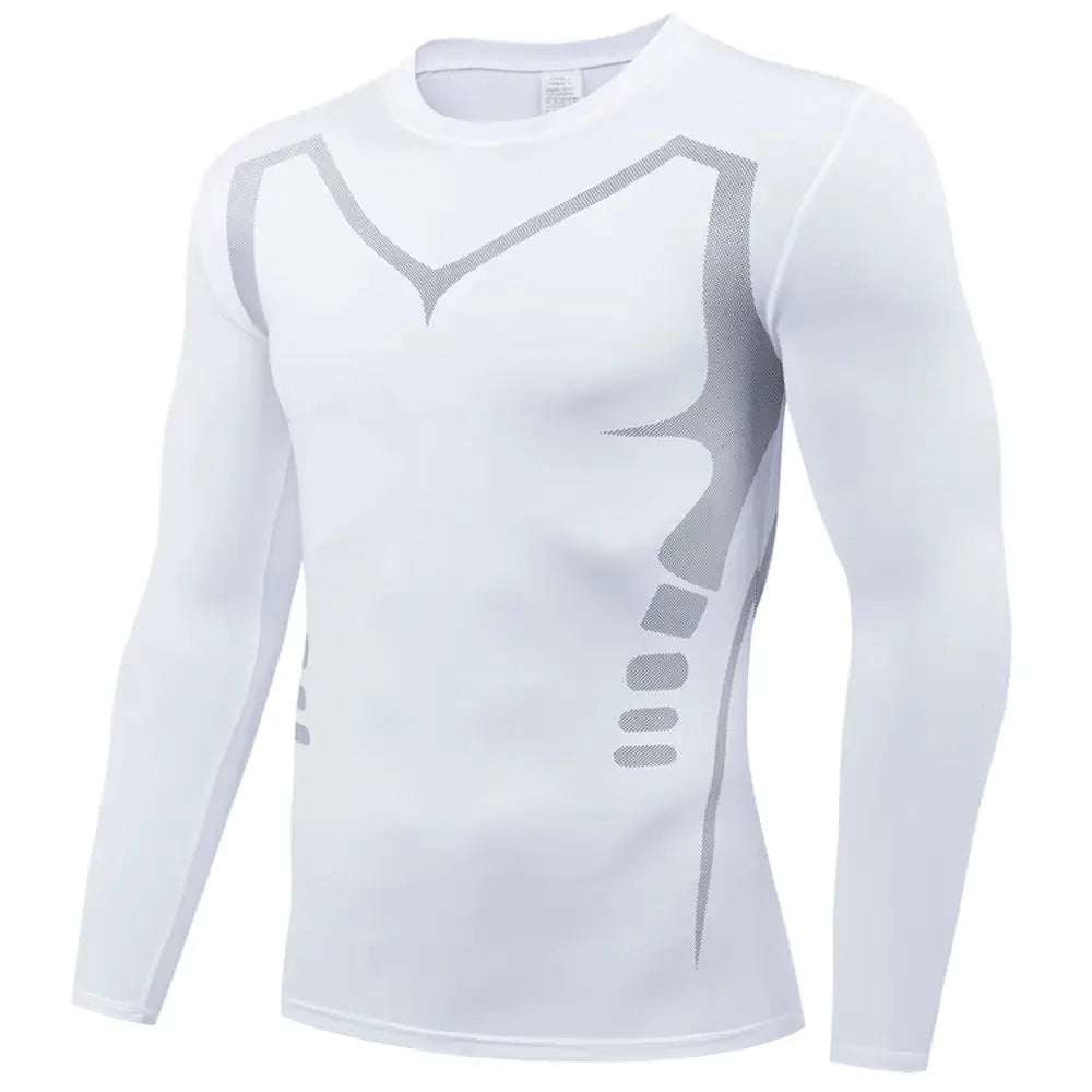Breathable Compression Long Sleeve Sports Shirt for Men - Quick Drying Crew Neck Athletic Wear for Basketball, Running，Fitness