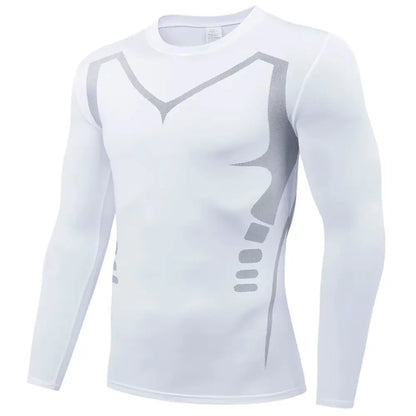 Breathable Compression Long Sleeve Sports Shirt for Men - Quick Drying Crew Neck Athletic Wear for Basketball, Running，Fitness
